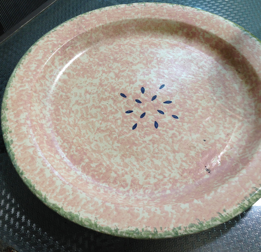 Hand sponge painted watermelon plate - Art Inspiration