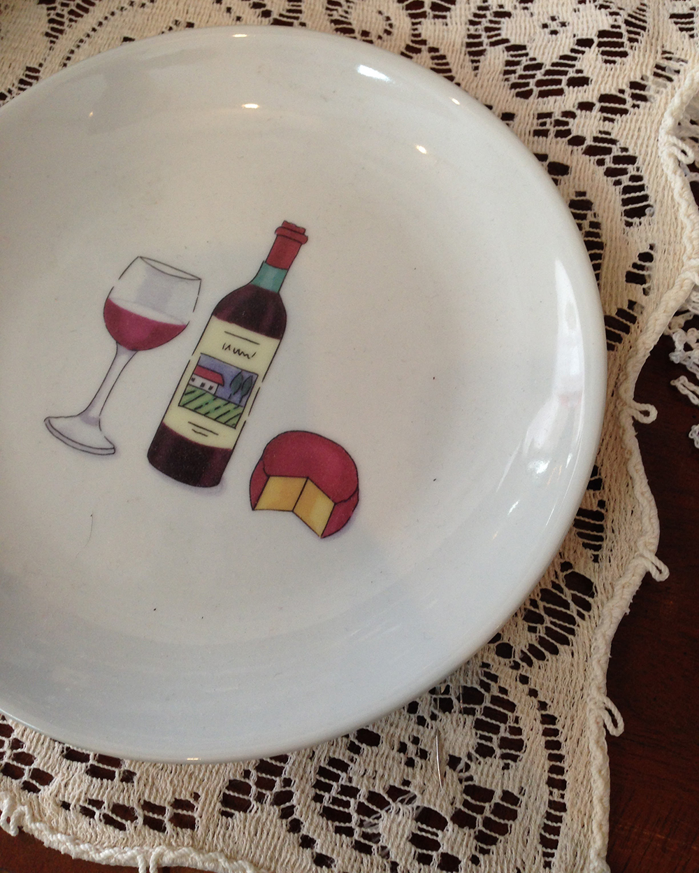 Wine and Cheese decorative plate - Art Inspiration and Thrifting