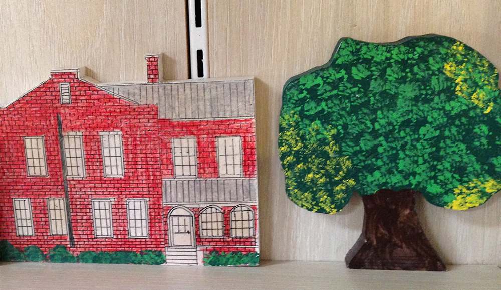 Die Cut painted wood buildings - Art Inspiration and Thrifting