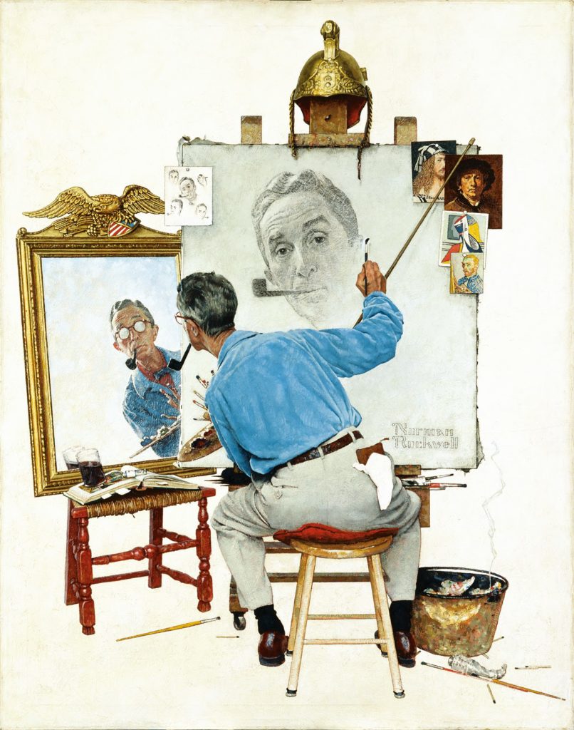 Triple Self Portrait by Norman Rockwell