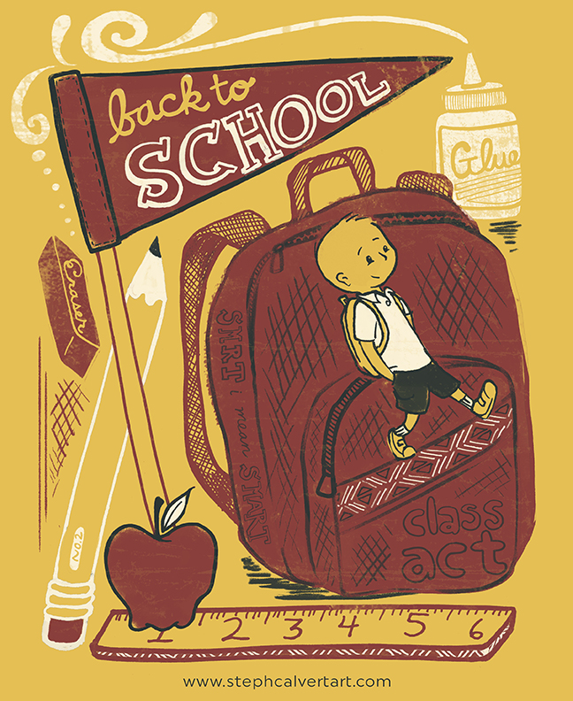 Back to School Backpack editorial illustration by Steph Calvert