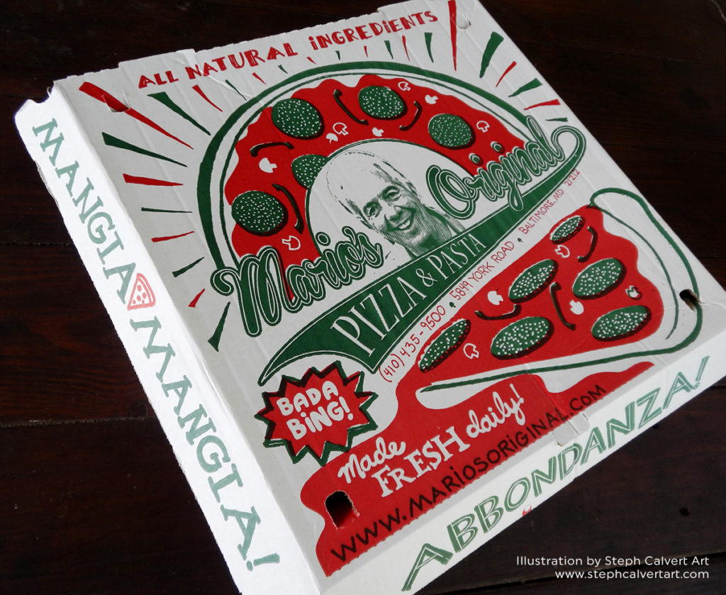 Custom Pizza Box Illustration Project by Steph Calvert Art