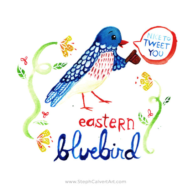 Eastern Bluebird watercolor by Steph Calvert Art