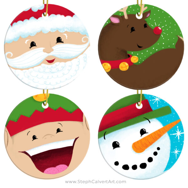 Happy Christmas Friends Ornaments by Steph Calvert Art