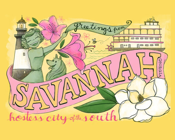 Savannah Georgia Art Print - Illustration by Steph Calvert Art