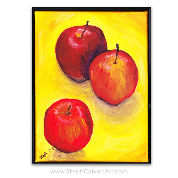 3 Apples Painting - Still-Life - Original Food Artwork