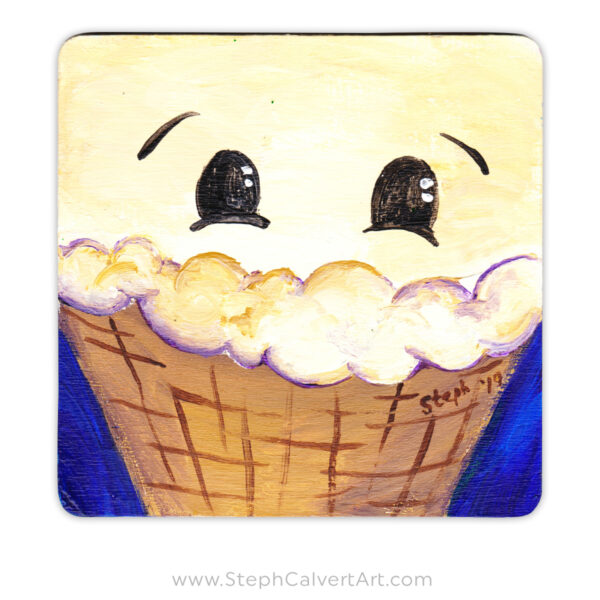 Ice Cream Cone Painting - Vanilla Coaster Art - Steph Calvert Art
