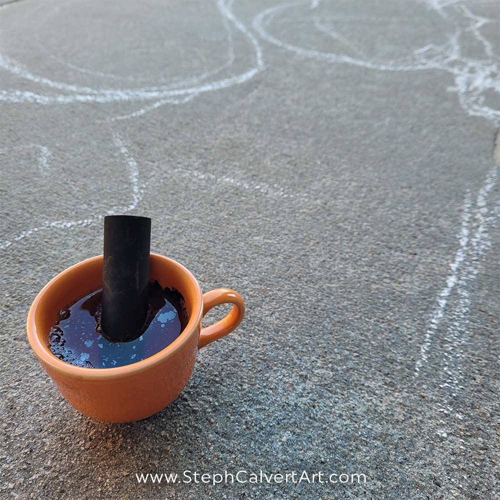 Sidewalk Chalk Art for Piedmont Hospital by Steph Calvert Art - piece of chalk in Fiestaware teacup | https://stephcalvertart.com