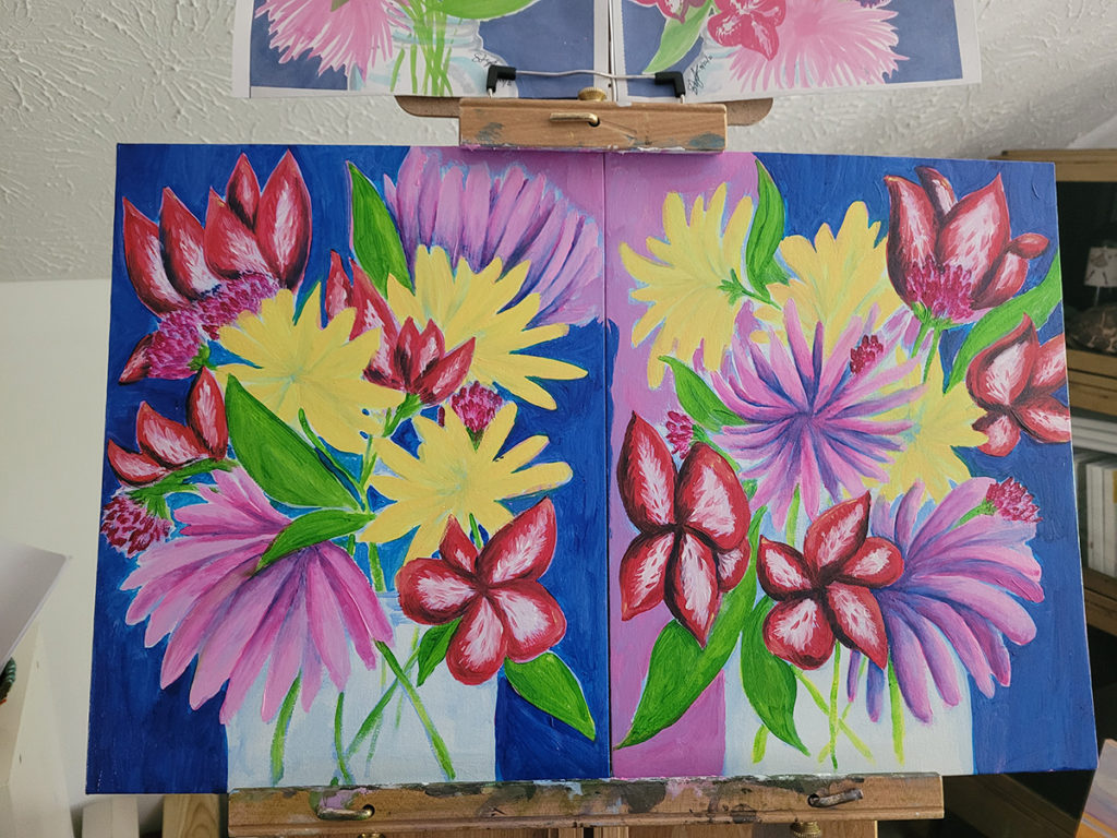 Available for Art Licensing - Flower Paintings Process by Steph Calvert Art