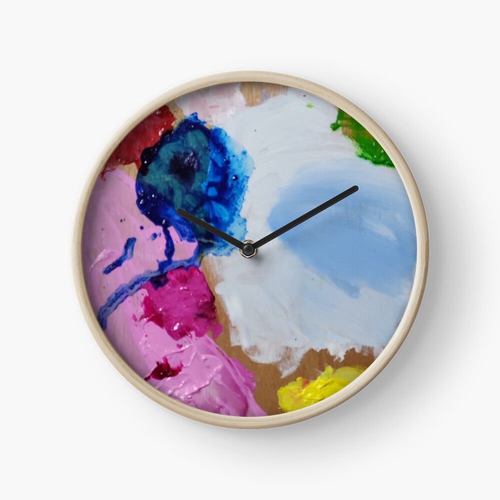 Painting Palette Clock - Gifts for Artists available for art licensing by Steph Calvert Art