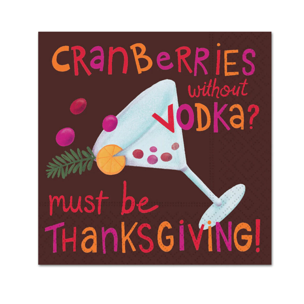 Thanksgiving Party Napkins - Cranberries and Vodka by Steph Calvert Art | https://stephcalvertart.com