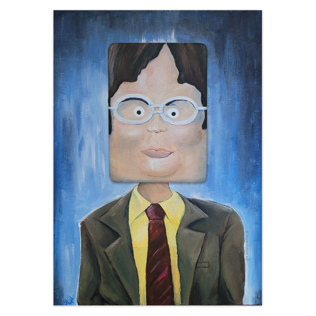 Bobblehead Dwight Schrute Painting by Steph Calvert Art