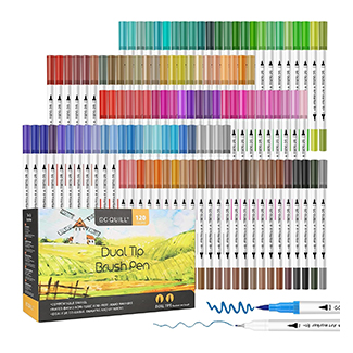 Fine and Brush Tip Art Markers,120 Colors