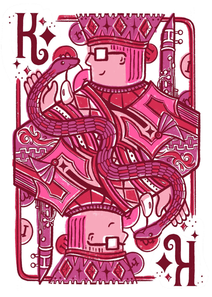 Custom Playing Cards Illustration - Valentines Day edition. King of Diamonds by Steph Calvert Art