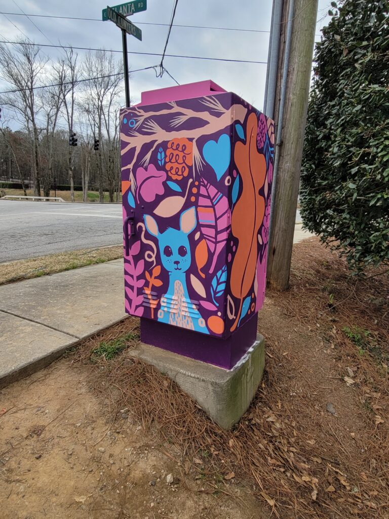 Public Art - Traffic Box Art for the City of Stockbridge, Georgia. "Ronnis the Deer" by Steph Calvert Art - https://stephcalvertart.com/