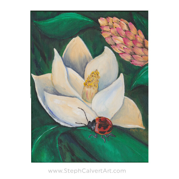 Magnolia Painting - Magnolia and Leaf Beetle 1 - Painting by Steph Calvert Art | https://stephcalvertart.com