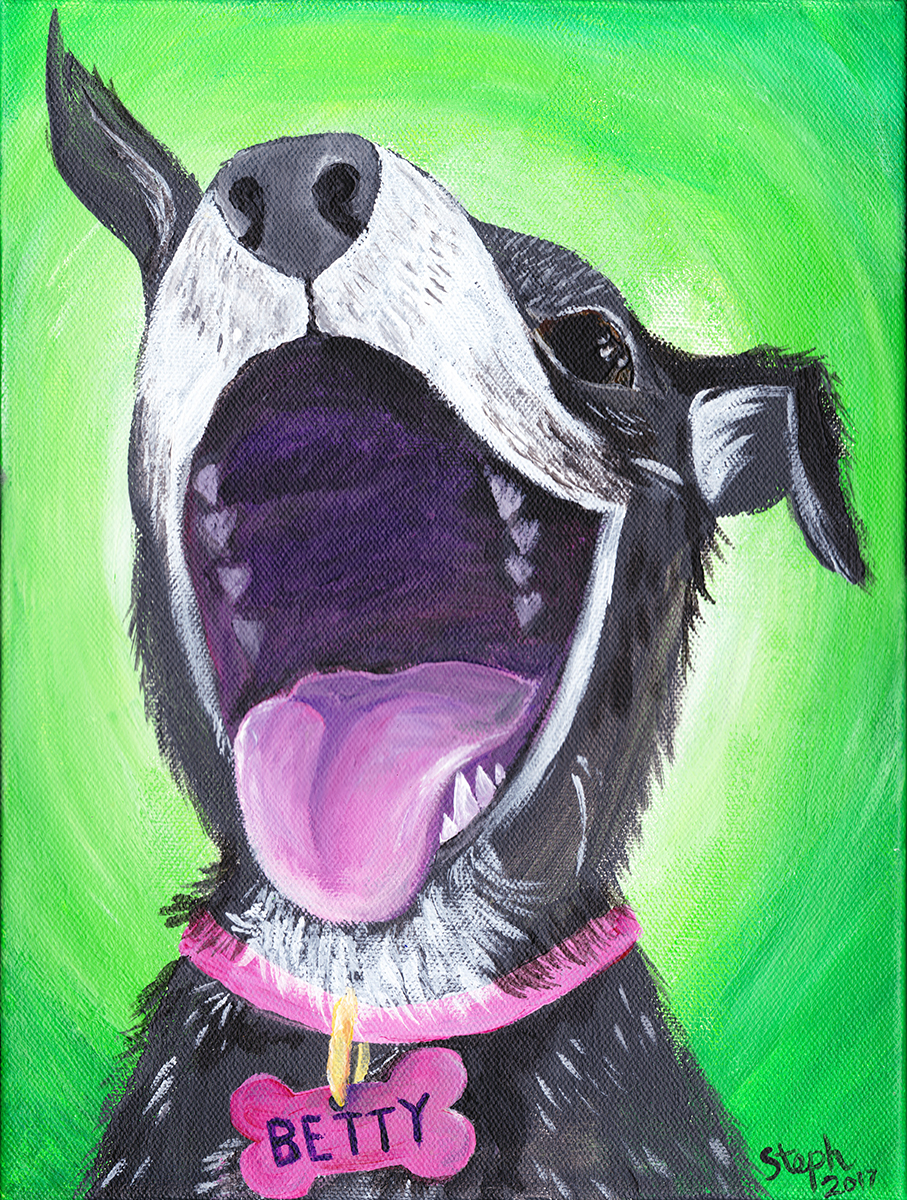 Commission an Artist - My Old Lady dog pet portrait - painting by Steph Calvert Art