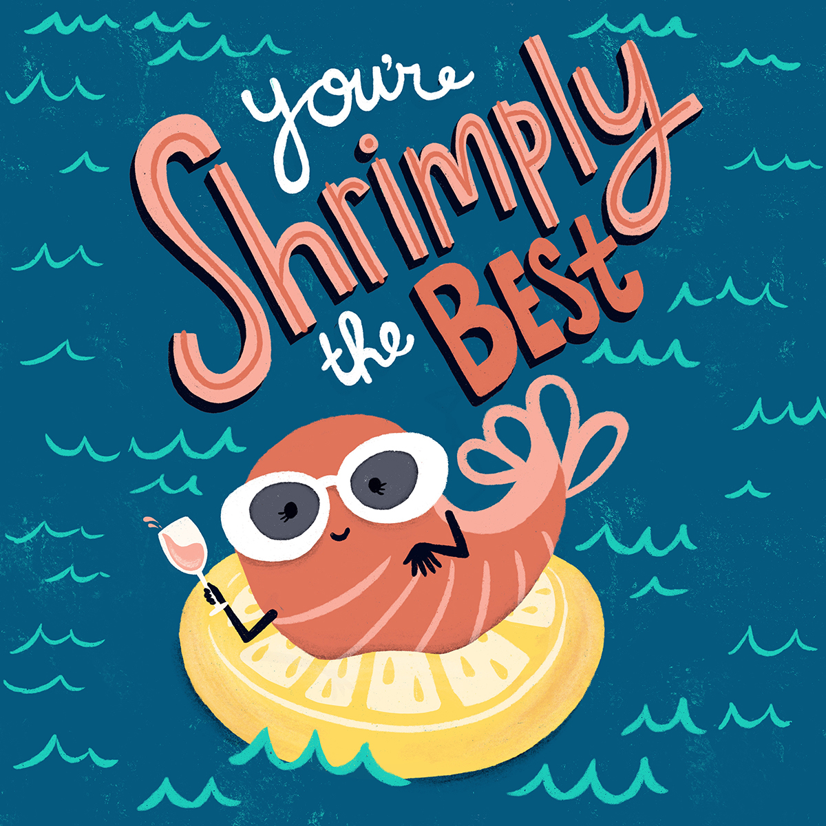 Hand Lettering Artist Portfolio - Shrimp, Simply the Best Food Illustration by Steph Calvert Art