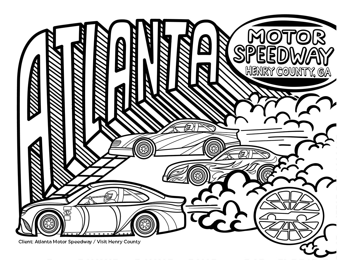 Line Drawings Portfolio - Nascar Race Cars Illustration by Steph Calvert Art