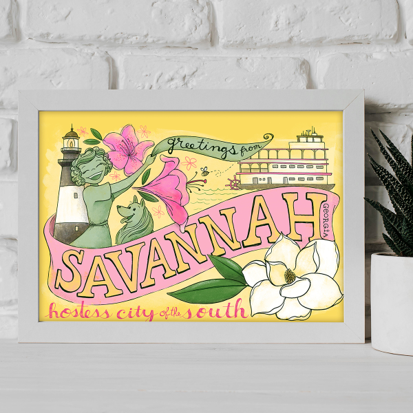 Greetings from Savannah art print by Steph Calvert Art