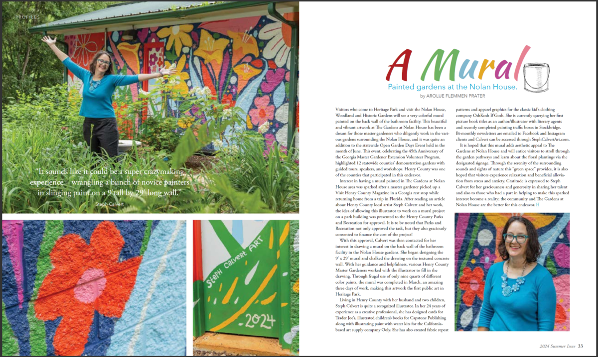 We Are Henry Magazine, Summer 2024 issue. "A Mural: Painted Gardens at the Nolan House" by Arolue Flemmen Prater featuring work by Mural Artist Steph Calvert Art