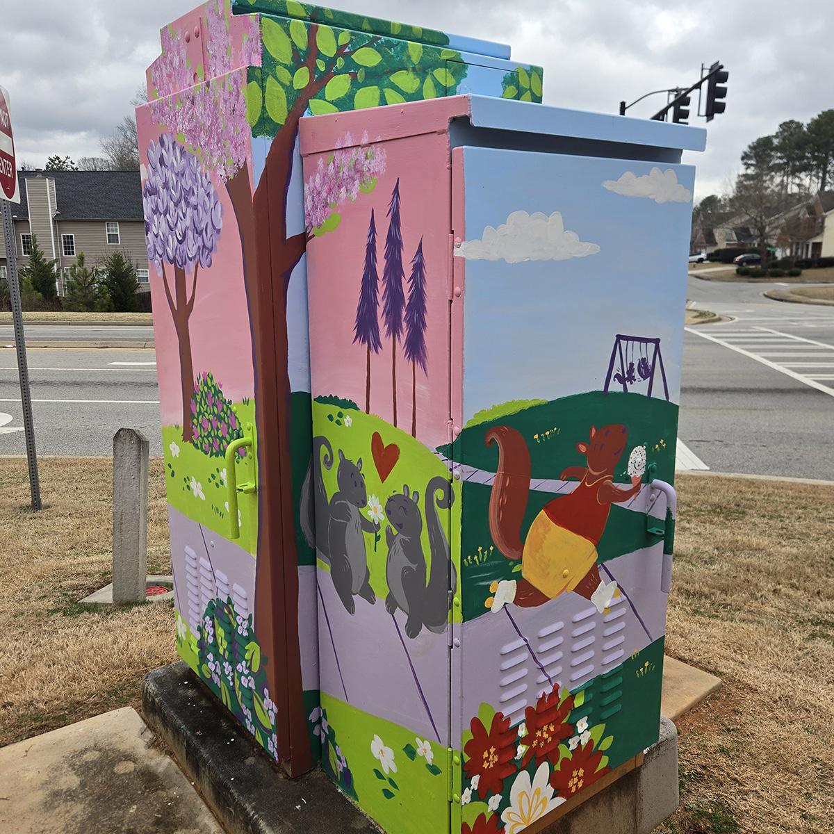 Traffic Box Mural Projects: Squirrel Seasons Illustration by Steph Calvert Art