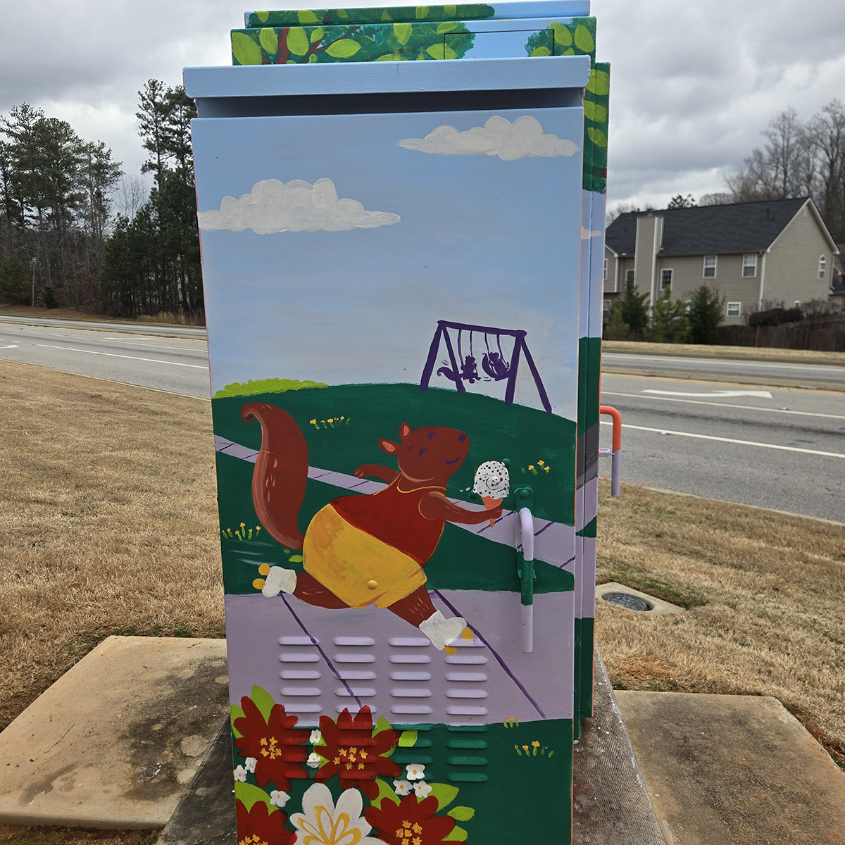 Traffic Box Mural Projects: "Squirrel Seasons - Summer" by Steph Calvert Art