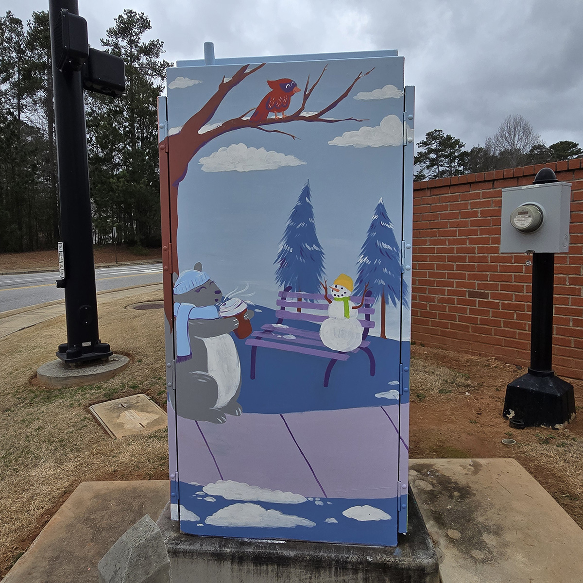 Traffic Box Mural Projects: "Squirrel Seasons - Winter" by Steph Calvert Art