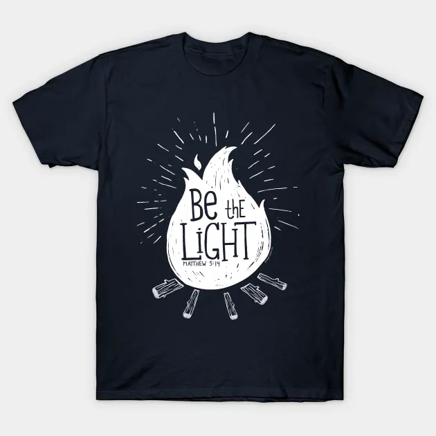 Custom T-Shirt Design Portfolio | Hire a T-Shirt Designer - Be the Light Campfire Tee by Steph Calvert Art