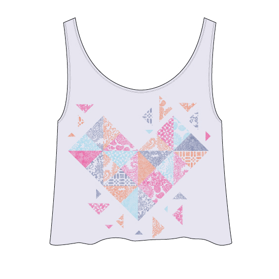 Custom T-Shirt Design Portfolio | Hire a T-Shirt Designer - Patchwork Heart design for Daydreamer LA by Steph Calvert Art