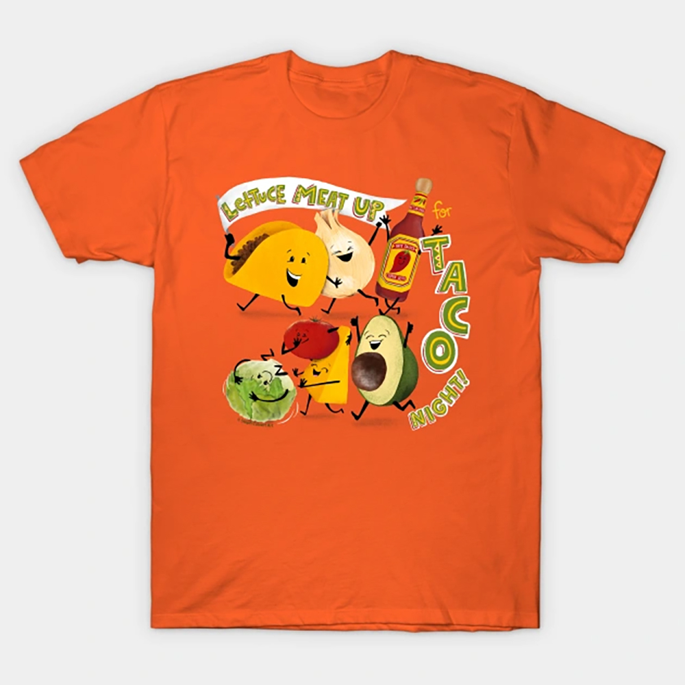 Custom T-Shirt Design Portfolio | Hire a T-Shirt Designer - Taco Night tee by Steph Calvert Art