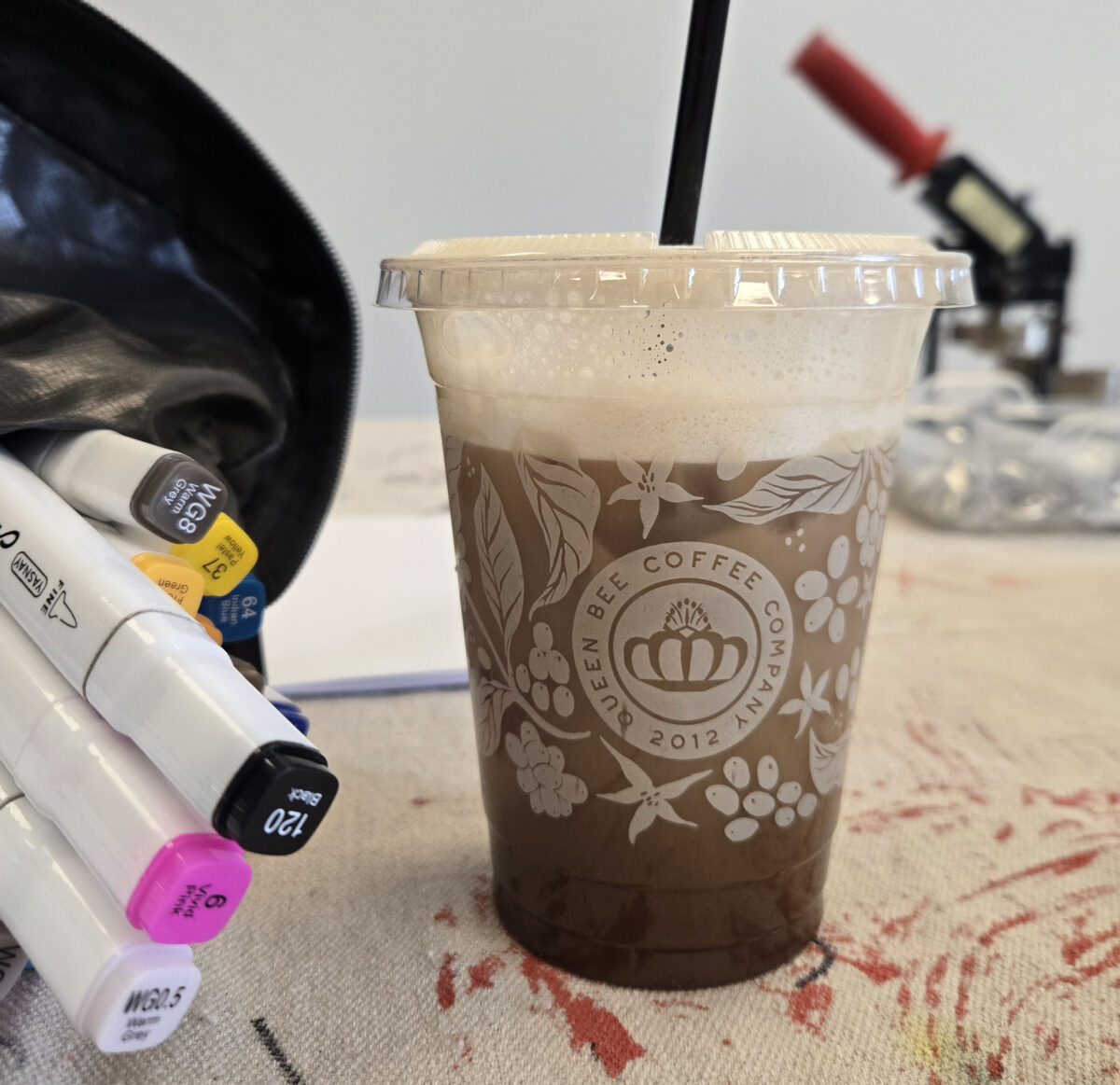 Freelance Graphic Design Portfolio - Custom Cold Cup Design for Queen Bee Coffee by Steph Calvert Art