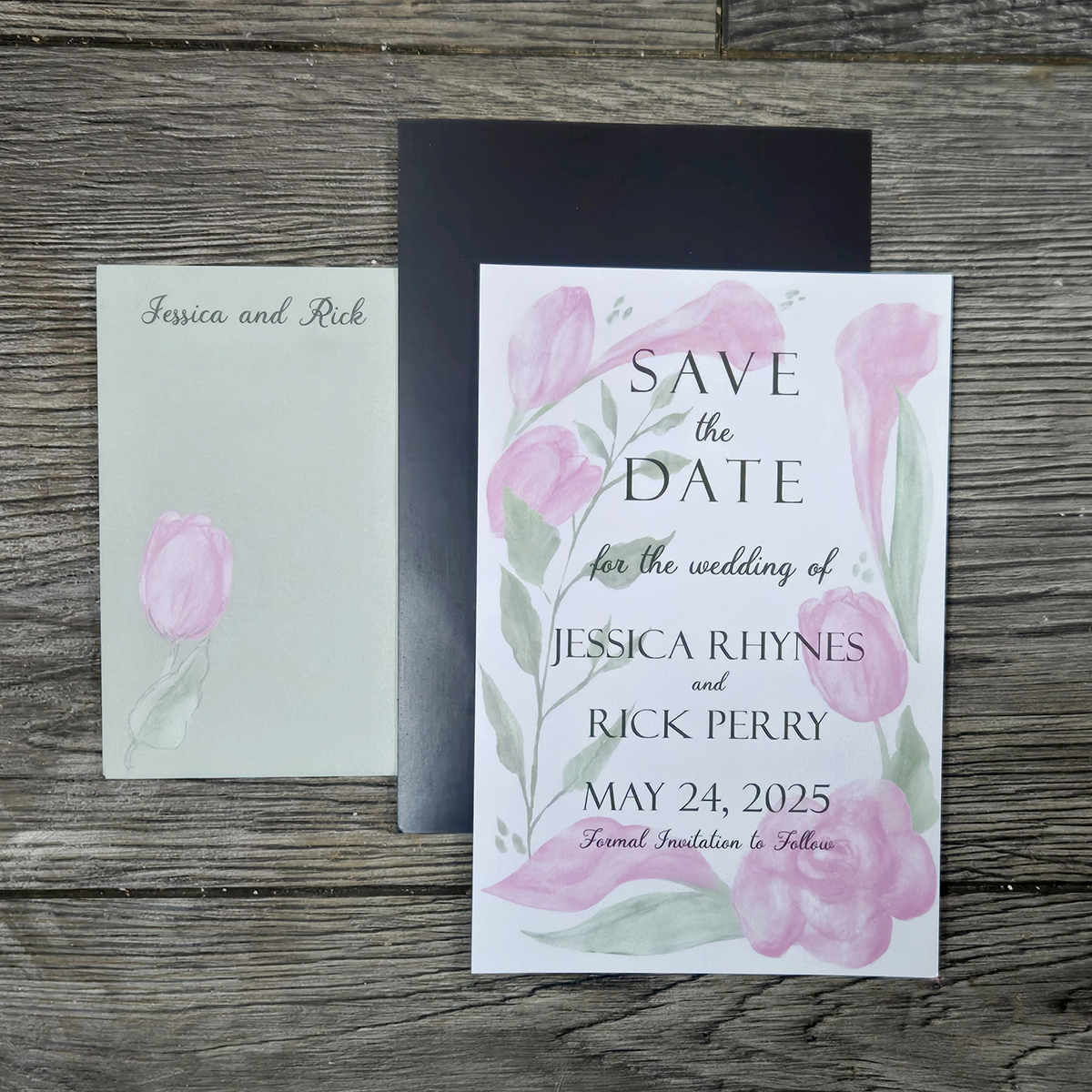 Freelance Graphic Design Portfolio - Custom Magnet Hand-Painted Save the Date Design by Steph Calvert Art
