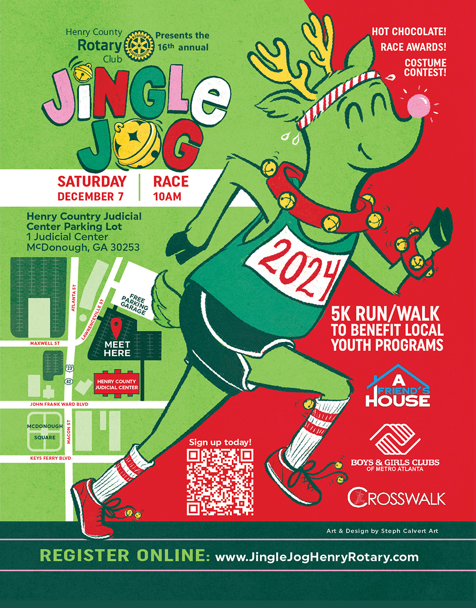 Freelance Graphic Design Portfolio - Jingle Jog Poster Design for Henry County Rotary Club by Steph Calvert Art