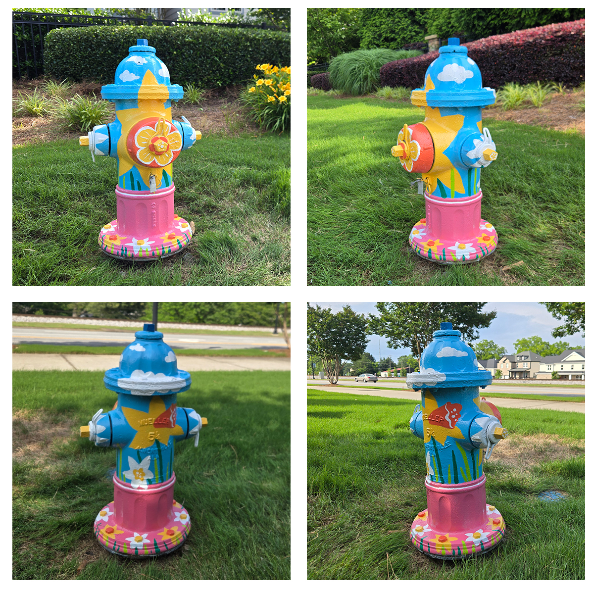 2025 Jonquil Party painted fire hydrant public art project for City of Smyrna by Steph Calvert Art