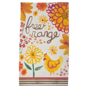 Free Range Chicken Tea Towel – 18x30 Farmhouse Kitchen Wall Decor