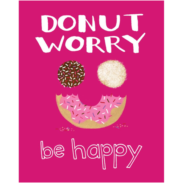 Donut Worry Be Happy Art Print – 8x10 Pink Kitchen Wall Decor With Sprinkles