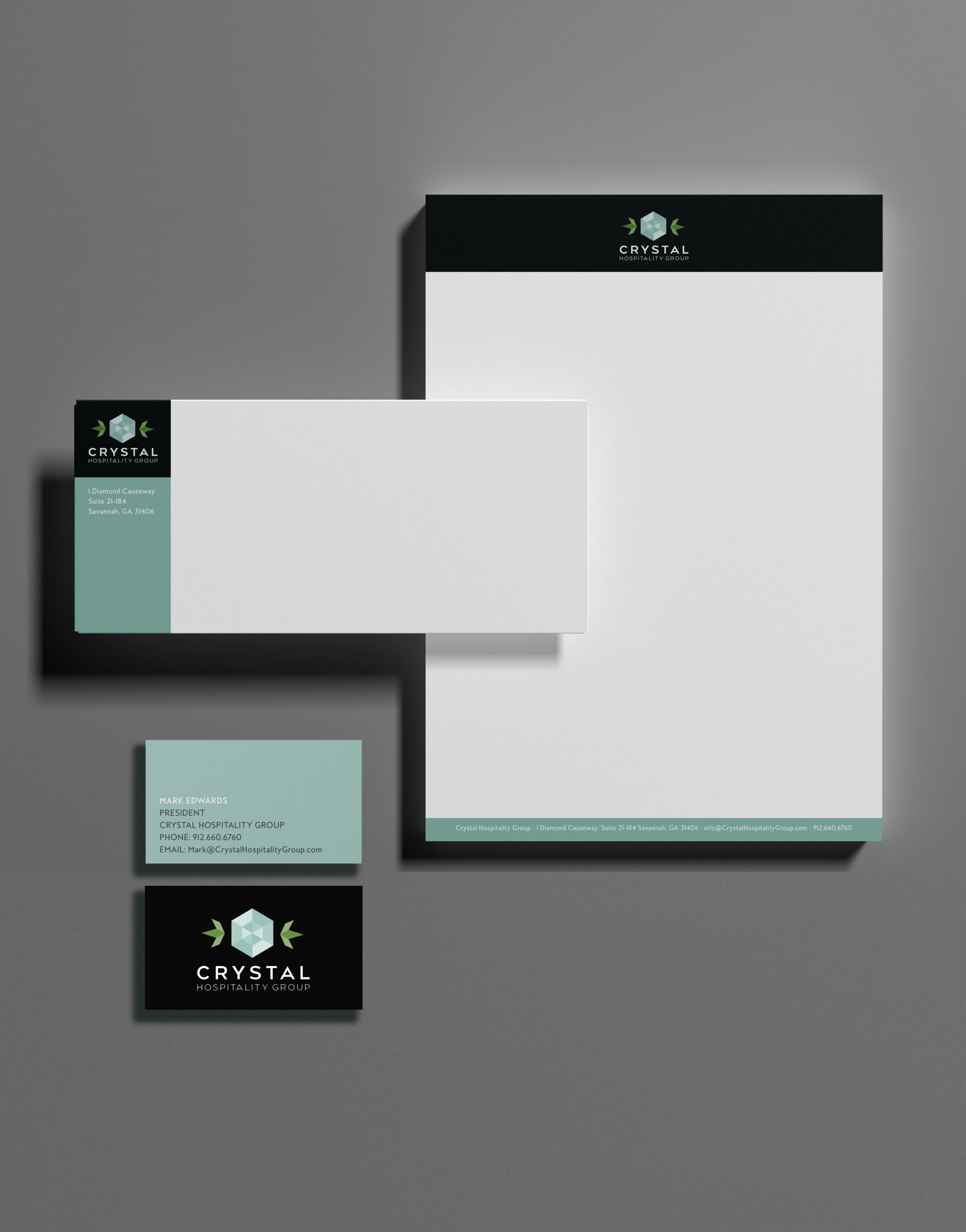 Crystal Hospitality Group Stationery Design by Steph Calvert Art