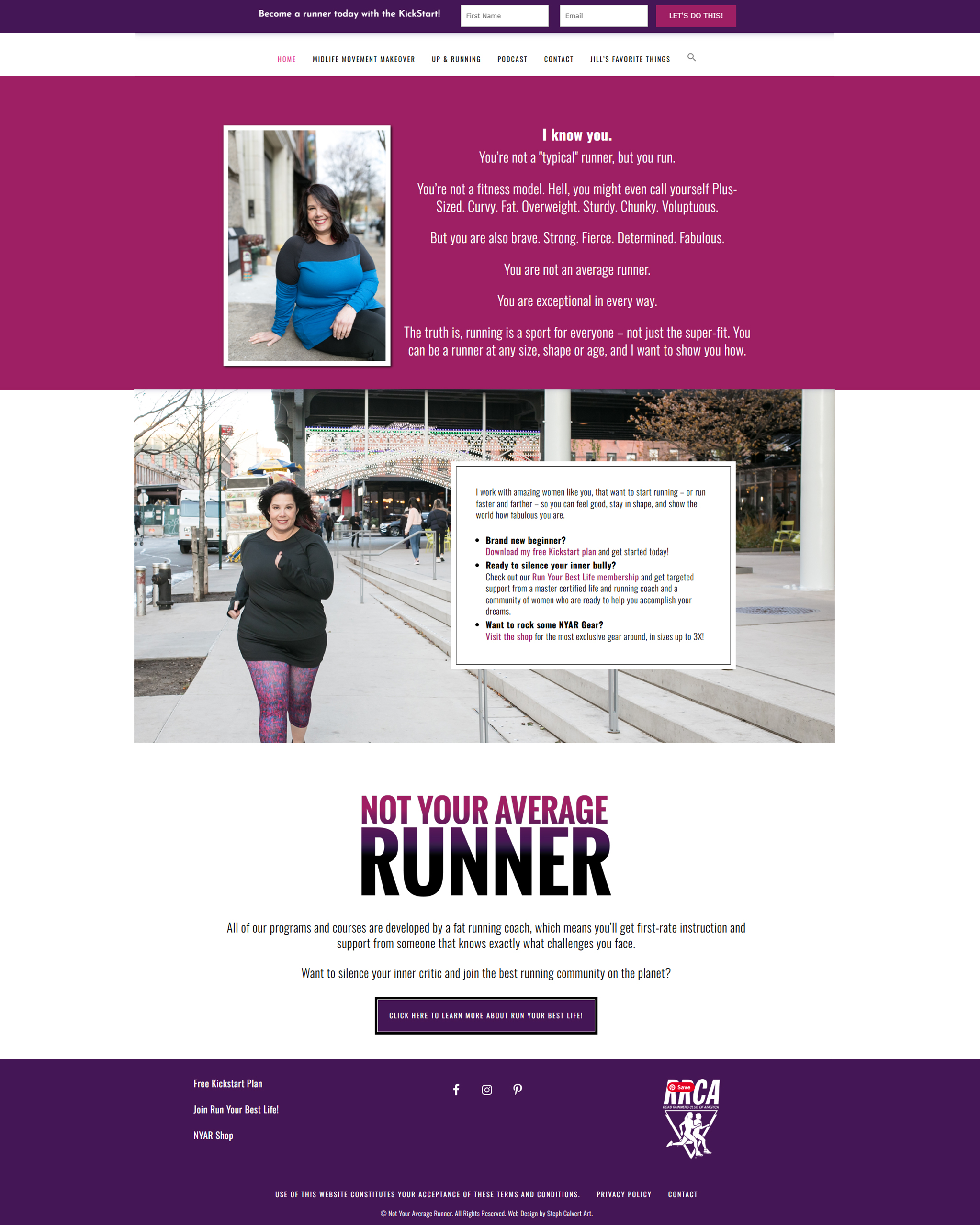 Not Your Average Runner WordPress web design by Steph Calvert Art